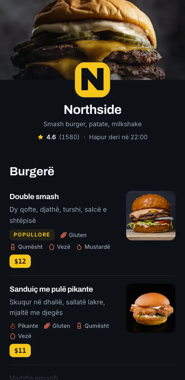 Një menu e vërtetë në temën Banak